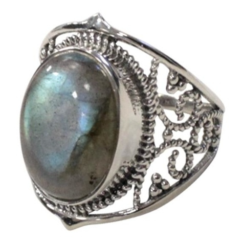 BAGUE BAROQUE ARGENT - KANTI - LABRADORITE - T55