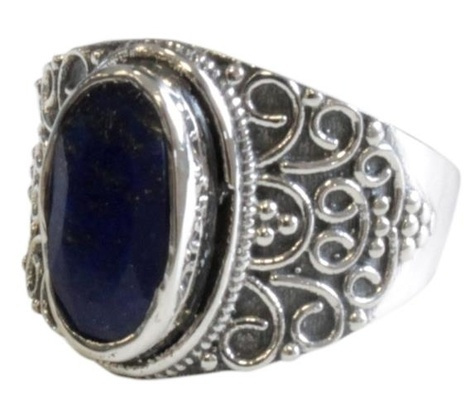 BAGUE BAROQUE ARGENT 925 - GESHNA - LAPIS LAZULI - T56