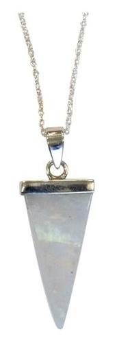 COLLIER EN ARGENT AVEC PENDENTIF POINTE PLATE DE PIERRE DE LUNE