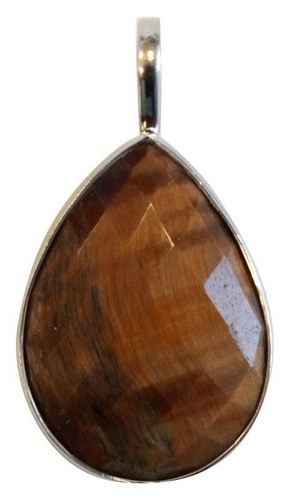 PENDENTIF OEIL DE TIGRE OVALE FACETTE - PIERRE 2,5 CM