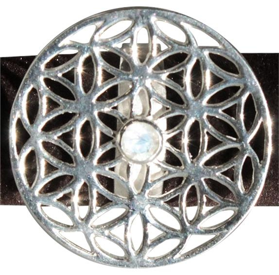 BAGUE FLEUR DE VIE 1 PIERRE - PIERRE DE LUNE - T54