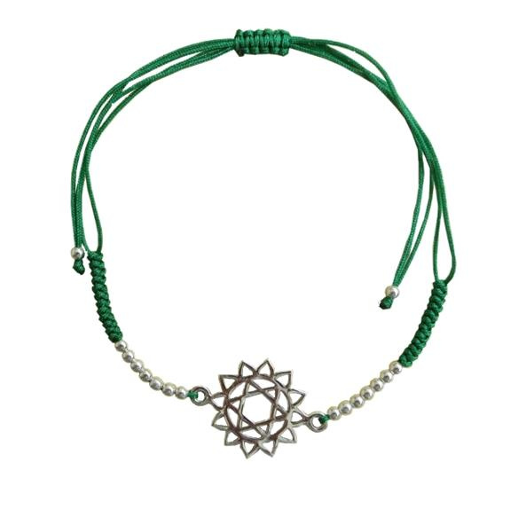 BRACELET CORDON AJUSTABLE EN COTON - CHAKRA ANAHATA