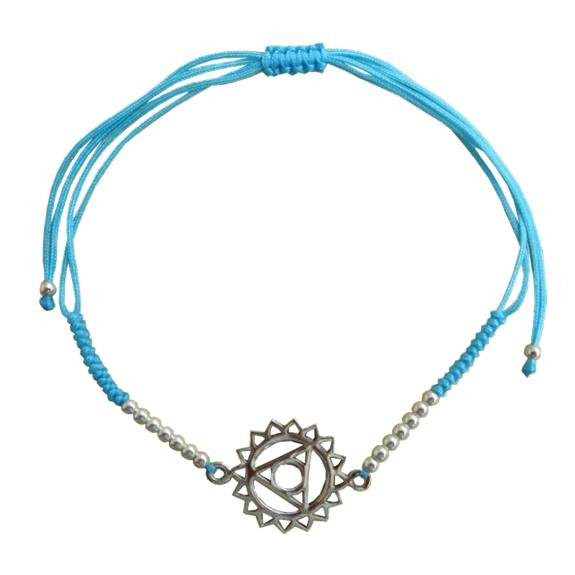 BRACELET CORDON AJUSTABLE EN COTON - CHAKRA VISHUDDHA
