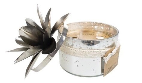 BOUGIE VERRE 2 MECHES COLORIS ARGENTE - SENTEUR NAG CHAMPA