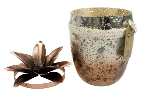 BOUGIE VERRE SIMPLE COLORIS CUIVRE - SENTEUR SAUGE BLANCHE