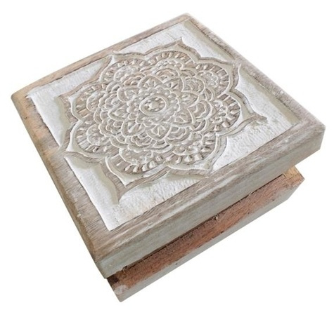 BOITE BOIS PATINEE BLANCHE - RANGAN - CARREE