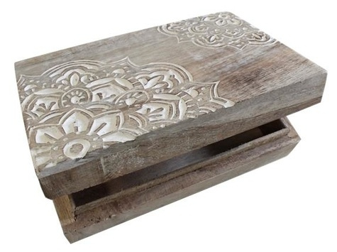 BOITE BOIS PATINEE BLANCHE - SHIRISH - RECTANGULAIRE