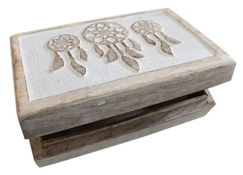 BOITE BOIS PATINEE BLANCHE - AKAND - RECTANGULAIRE