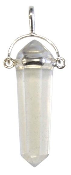 PENDENTIF POINTE BITERMINEE CRISTAL DE ROCHE 3 A 4 CM