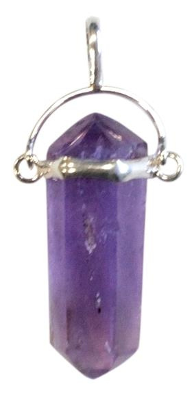 PENDENTIF POINTE BITERMINEE AMETHYSTE 3 A 4 CM