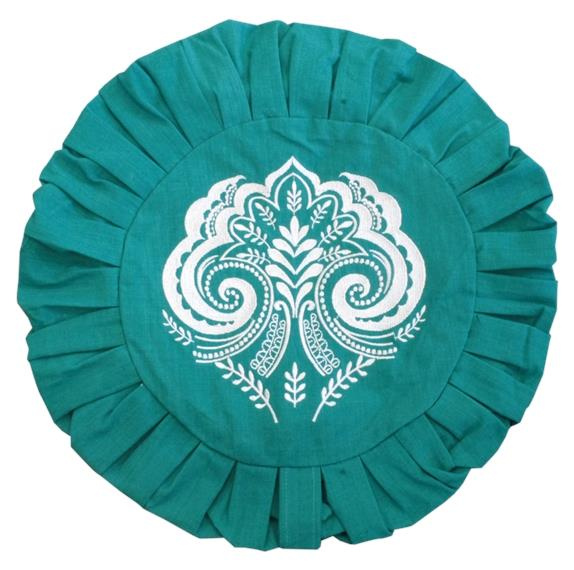 HOUSSE DE ZAFU VERTE BRODERIE MANDALA BLANCHE