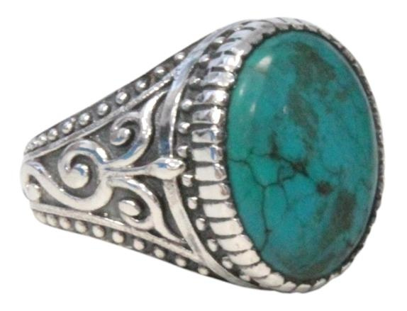 BAGUE H TURQUOISE ARGENT 925 RONDE T64