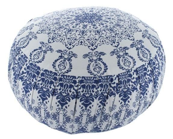 Zafu en Kapok Blanc Imprimé Bleu