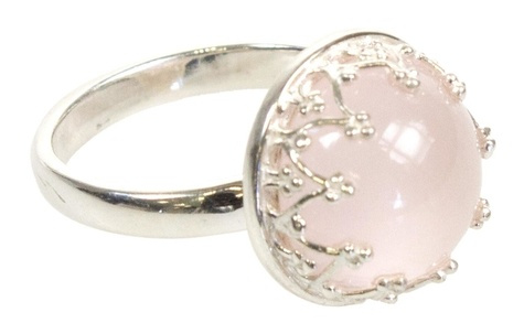 Bague Quartz Rose Argent 925 Ronde T53