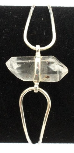 Jonc pierre brute Cristal de roche - Argent 925