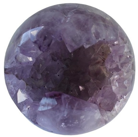 BOULE CREUSE AMETHYSTE ET CRISTAUX DE QUARTZ 700 A 800 GR.