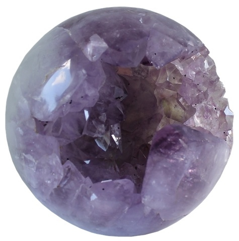 BOULE CREUSE AMETHYSTE ET CRISTAUX DE QUARTZ 2,4 KG A 2,5 KG