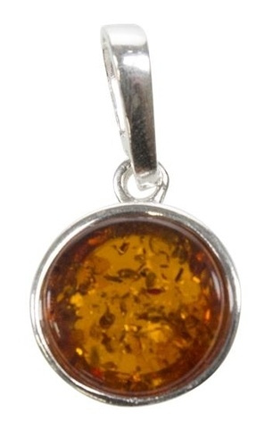 PENDENTIF AMBRE BRUN - GRAND MODELE ROND
