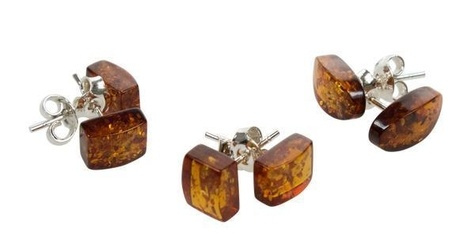 boucles d'oreilles ambre brun - forme aleatoire