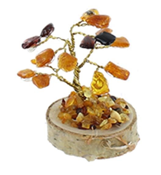 Arbre du Bonheur Ambre mixte 5 cm 16 pierres