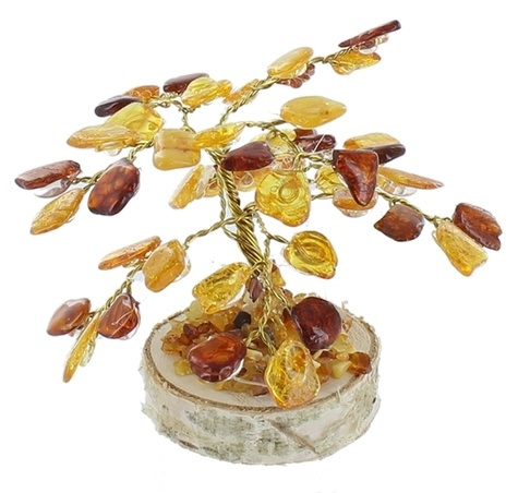 Arbre du Bonheur Ambre mixte 8 cm 45 pierres