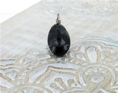 PENDENTIF VIERGE - OBSIDIENNE OEIL CELESTE