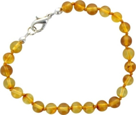 BRACELET PERLES RONDES AMBRE MIEL - FERMOIR METALLIQUE