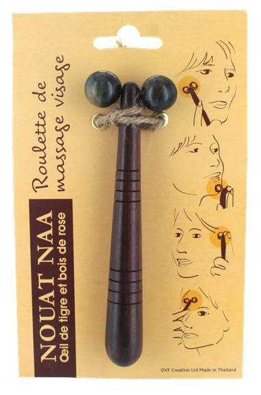 Rouleau de Massage Visage Oeil de Tigre et Bois de Padouk