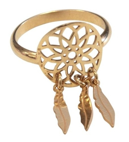 BAGUE ATTRAPE-REVES ARGENT 925 PLAQUE OR - T58