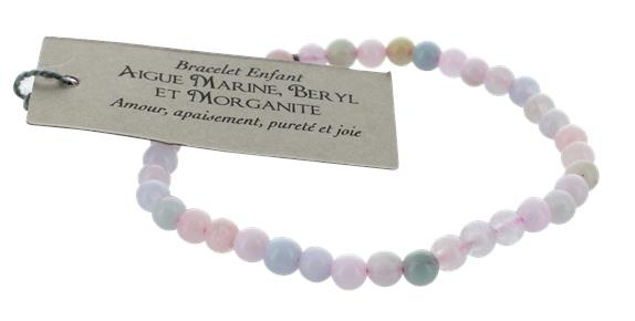 Bracelet Aigue-Marine Béryl Morganite Perles rondes 4 mm