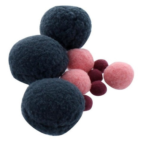 pompon rond x 12 ass rose bleu