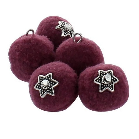 pompon 20 mm deco x 5 prune