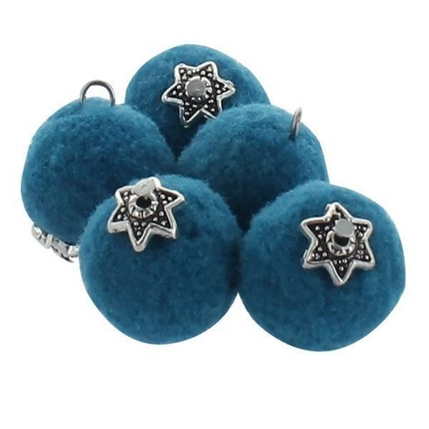 pompon 20 mm deco x 5 bleu
