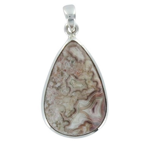 pendentif avec carte agate crazy lace argent - tranche 2,5 a 3 cm