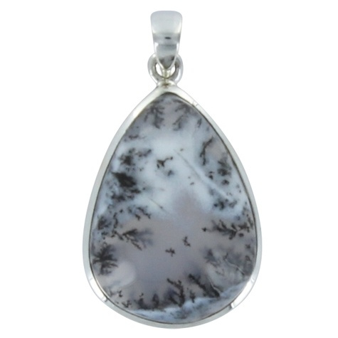 PENDENTIF AVEC CARTE AGATE DENDRITIQUE ARGENT - TRANCHE 3,5 A 4 CM