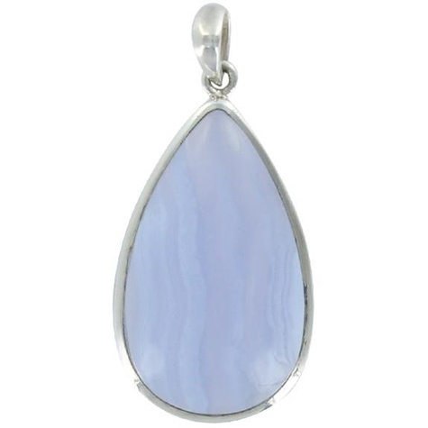 PENDENTIF EN ARGENT CALCEDOINE BLEUE ARGENT - TRANCHE 2 A 2,5 CM