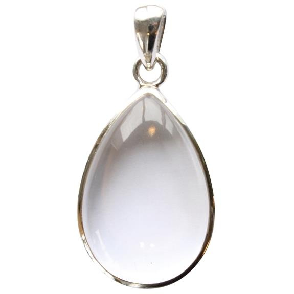 PENDENTIF AVEC CARTE CRISTAL DE ROCHE ARGENT - TRANCHE 2,5 A 3 CM