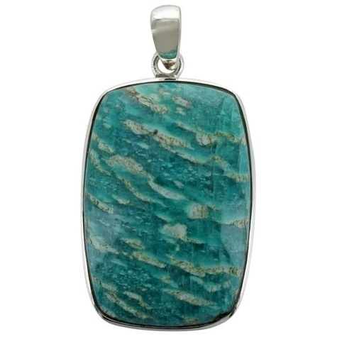 PENDENTIF AVEC CARTE AMAZONITE ARGENT - TRANCHE 1,8 A 2,5 CM