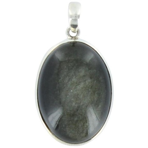 PENDENTIF AVEC CARTE OBSIDIENNE DOREE ARGENT - TRANCHE 3,5 A 4 CM