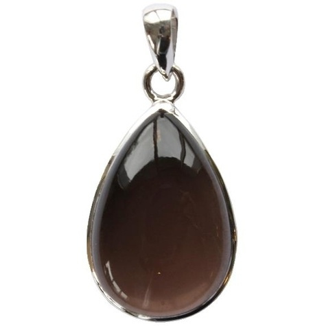 PENDENTIF AVEC CARTE QUARTZ FUME ARGENT - TRANCHE 1,5 A 2 CM