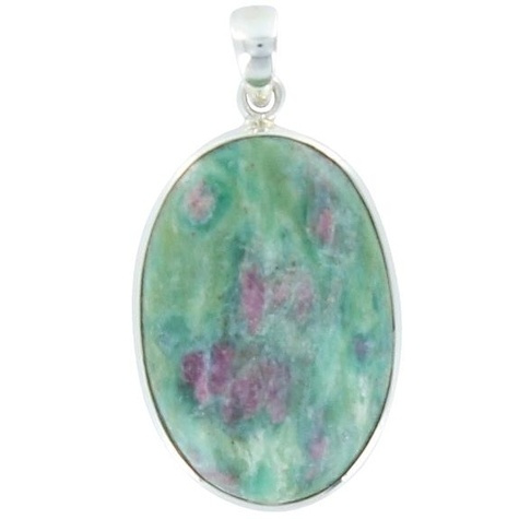 PENDENTIF AVEC CARTE RUBIS SUR FUSCHITE ARGENT - TRANCHE 3 A 3,5 CM