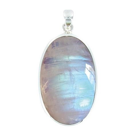 PENDENTIF AVEC CARTE PIERRE DE LUNE ARGENT - TRANCHE 2,5 A 3 CM