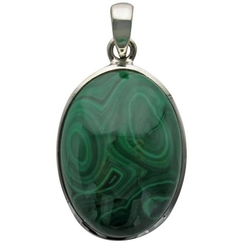 PENDENTIF AVEC CARTE MALACHITE ARGENT - TRANCHE 2 A 2,5 CM
