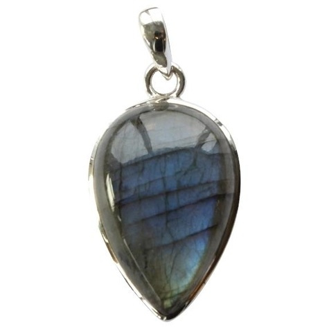 PENDENTIF AVEC CARTE LABRADORITE ARGENT - TRANCHE 4,5 A 5 CM