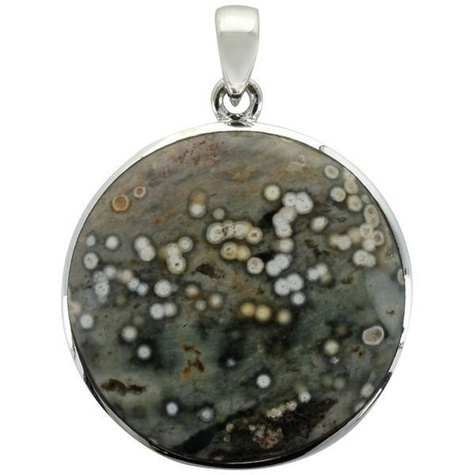 pendentif avec carte jaspe ocean argent - tranche 2,5 a 3 cm