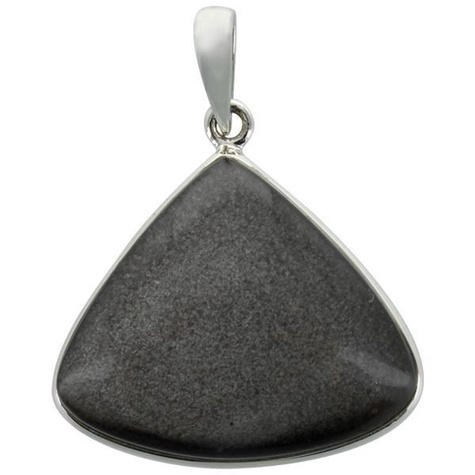 PENDENTIF AVEC CARTE OBSIDIENNE ARGENTEE ARGENT - TRANCHE 3 A 3,5 CM