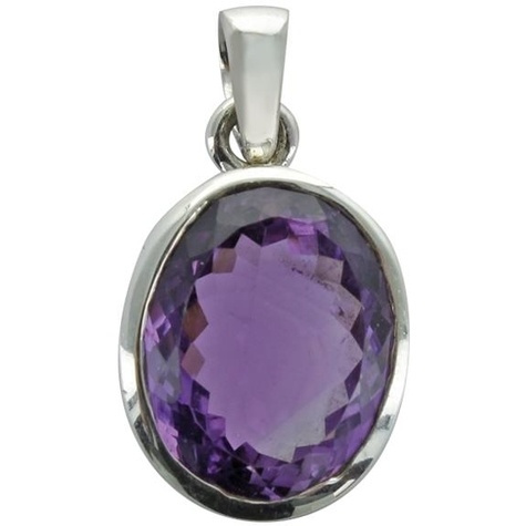 PENDENTIF AVEC CARTE AMETHYSTE FACETTEE ARGENT - TRANCHE 1 A 2 CM