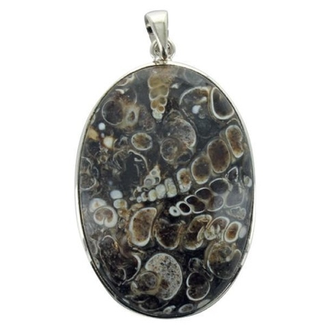 pendentif avec carte turtella jasper argent - tranche 3 a 3,5 cm