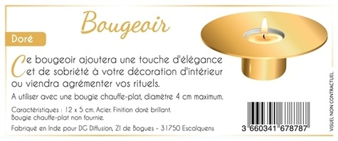 Bougeoir Métal - Doré Brillant