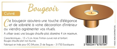 Bougeoir Métal - Cuivré Rose Brillant et Mat